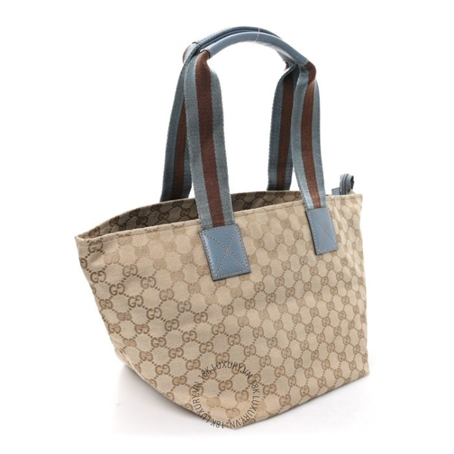 Túi Xách Gucci GG Monogram Medium Web Handle Bucket Tote Blue GDCB670