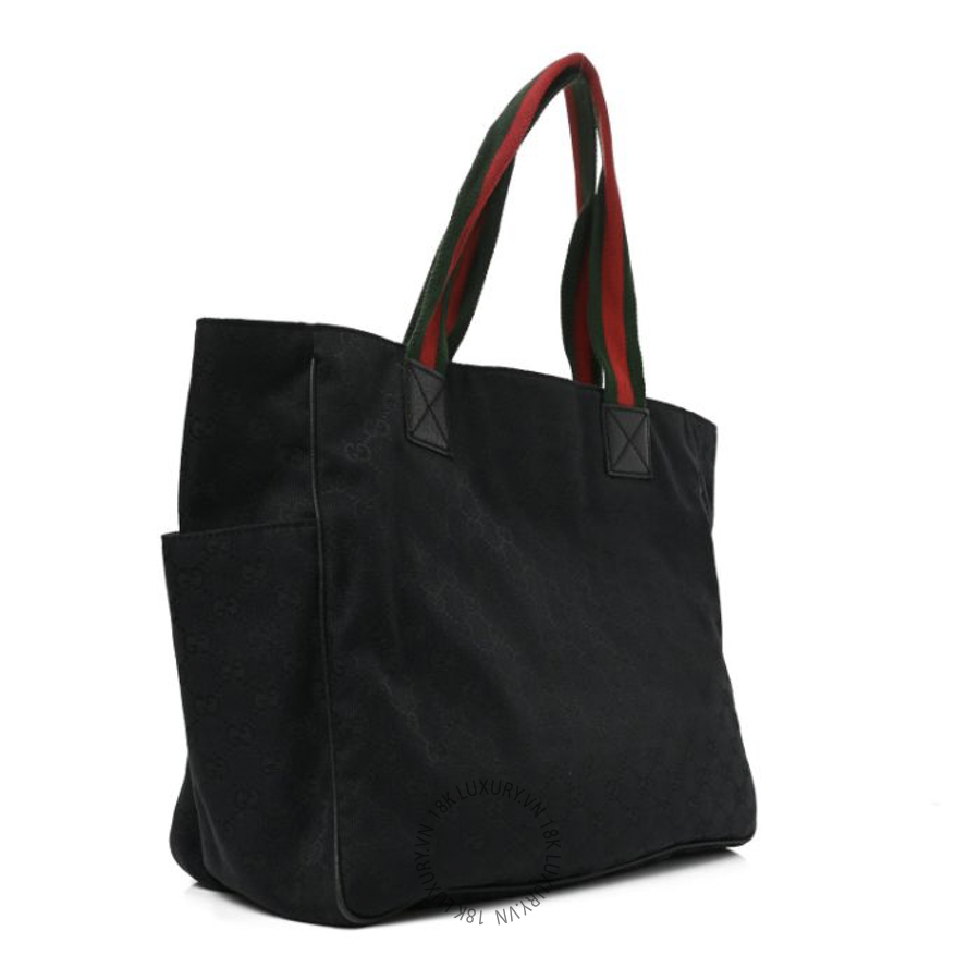 Túi Xách Gucci GG Monogram Medium Web Handle Double Pocket Tote Black GDCB311