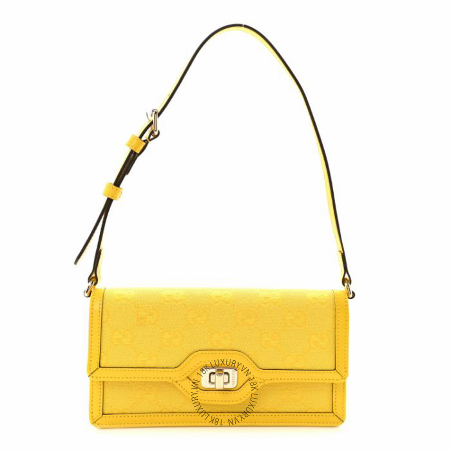 Túi xách Gucci GG Monogram Scratch Lux Calfskin Mini Luce Shoulder Bag Yellow NFPG392