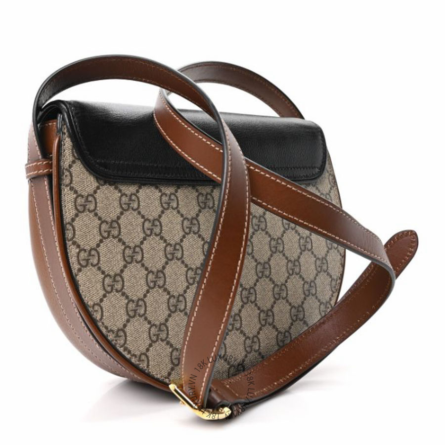 Túi xách Gucci GG Supreme Monogram Calfskin Small Padlock Messenger Shoulder Bag Beige Black Cuir NFPG363