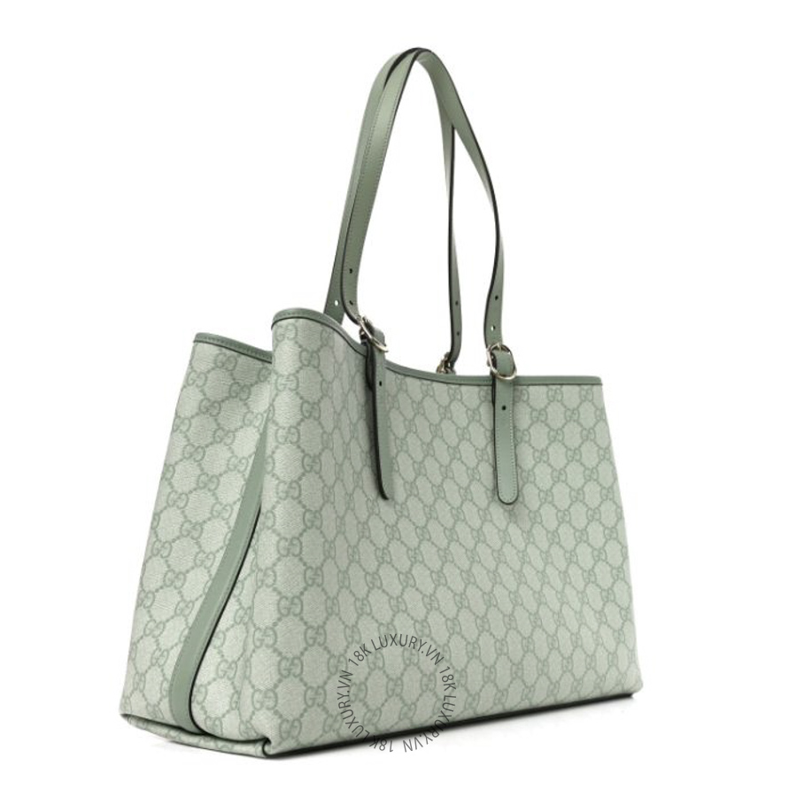 Túi Xách Gucci GG Supreme Monogram Emblem Large Tote Bag Sage Green GDCB402