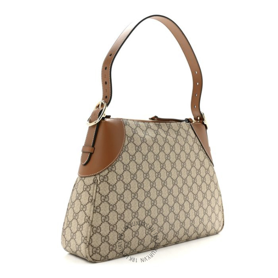 Túi Xách Gucci GG Supreme Monogram Emblem Medium Shoulder Bag Beige Ebony Sundial GDCB186