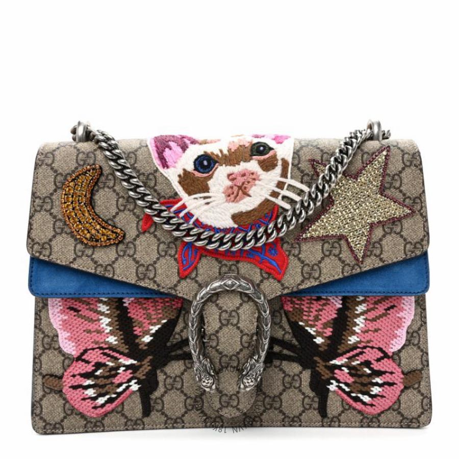 Túi xách Gucci GG Supreme Monogram Embroidered Medium Dionysus Shoulder Bag Blue NFPG387