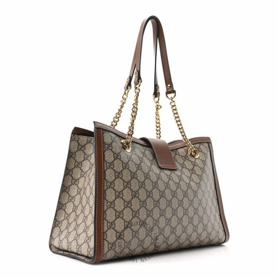 Túi xách Gucci GG Supreme Monogram Medium Padlock Tote Beige Cuir NFPG256