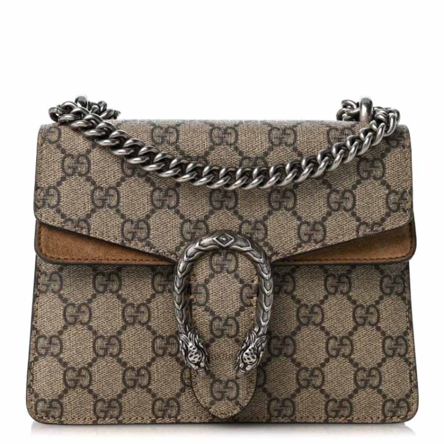 Túi xách Gucci GG Supreme Monogram Mini Dionysus Shoulder Bag Taupe GGC721