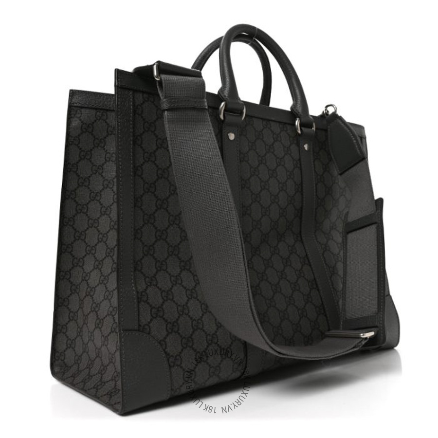 Túi Xách Gucci GG Supreme Monogram Textured Dollar Calfskin Large Ophidia Tote Bag Grey Black Graphite Grey GDCB700