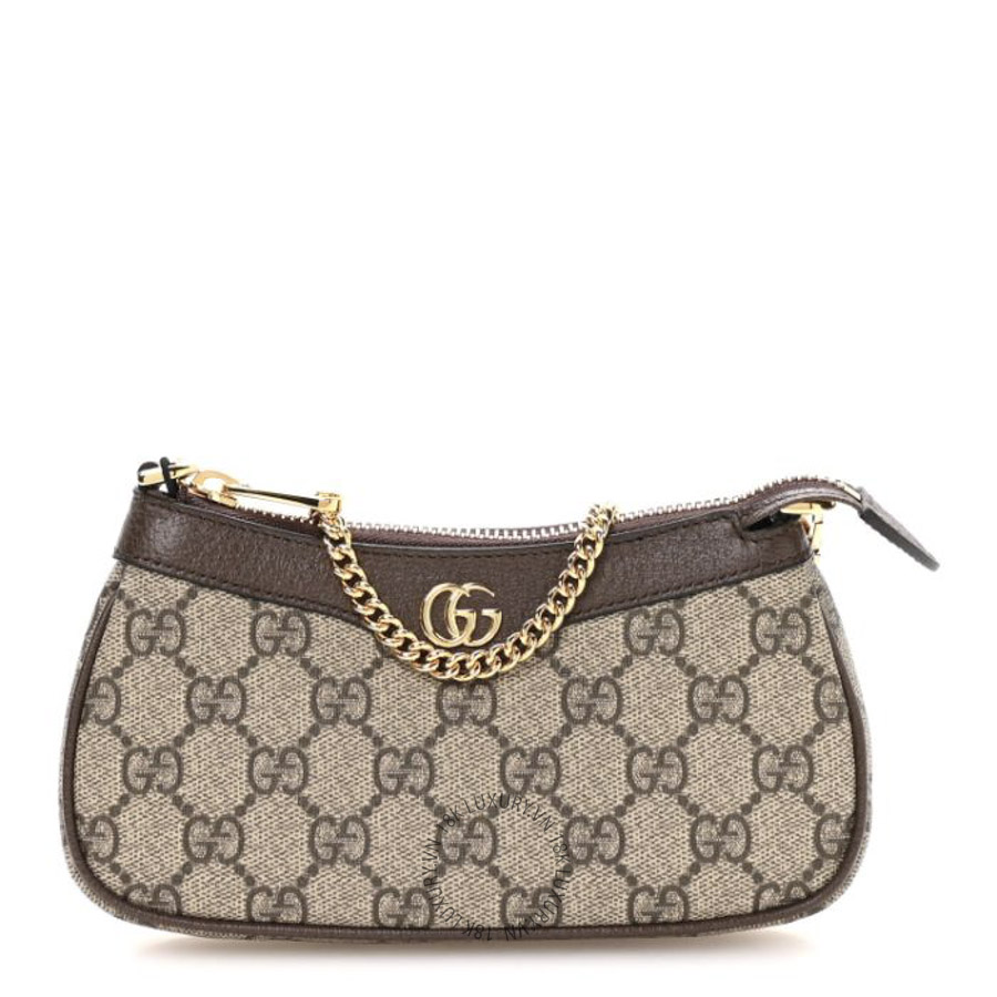 Túi Xách Gucci GG Supreme Monogram Textured Dollar Calfskin Mini Ophidia Chain Bag Beige Ebony GDCB249