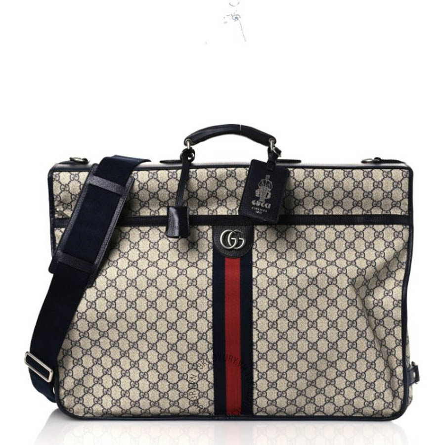 Túi Xách Gucci GG Supreme Monogram Web Savoy Garment Bag Beige Blue GDCB669