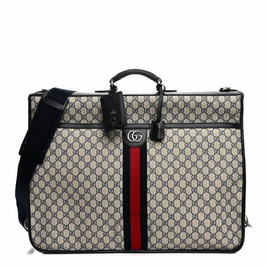 Túi xách Gucci GG Supreme Monogram Web Savoy Garment Bag Beige Blue NFPG183