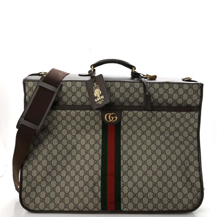 Túi Xách Gucci GG Supreme Monogram Web Savoy Garment Bag Beige Ebony New Acero GDCB689