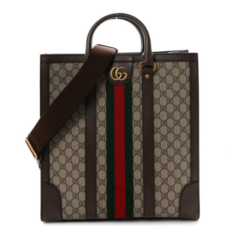 Túi xách Gucci GG Supreme Monogram Web Textured Dollar Calfskin Medium Ophidia Tote Brown GGC549