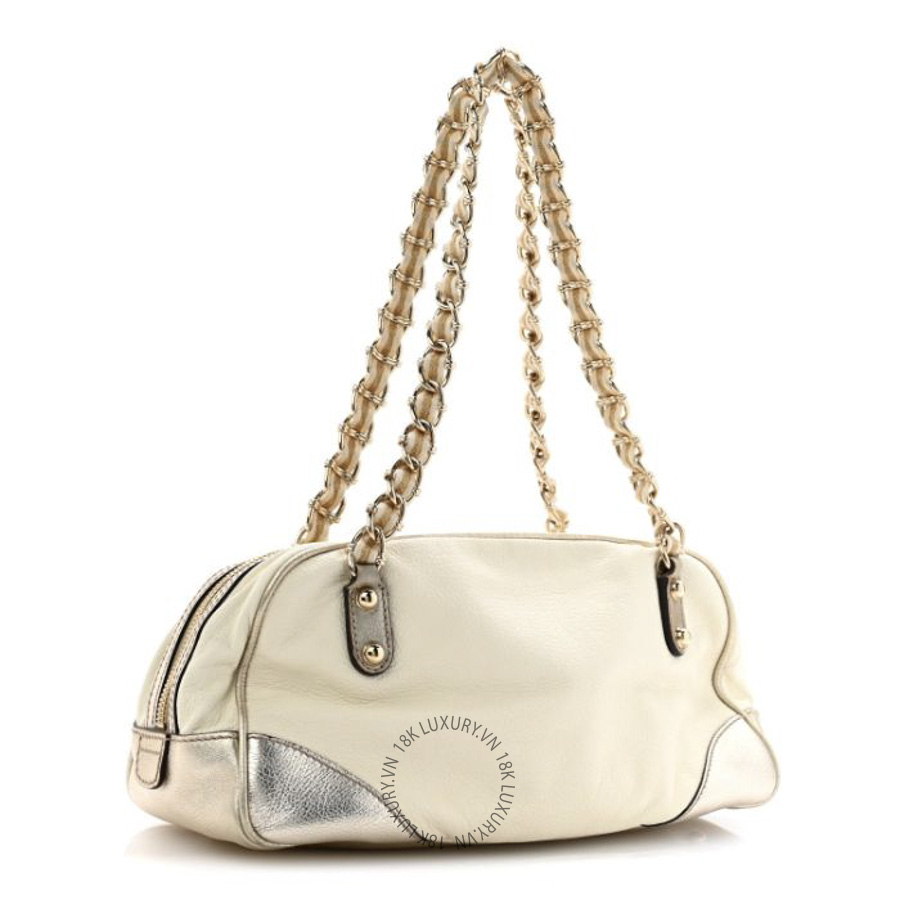 Túi Xách Gucci Goatskin Small Capri Bowler White Gold GDCB695