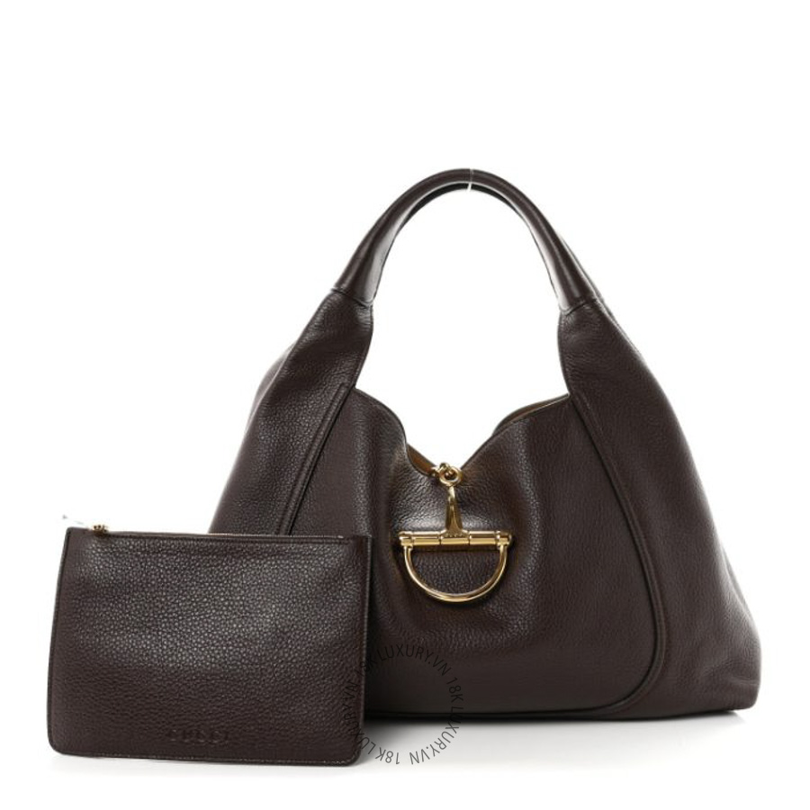 Túi Xách Gucci Grained Calfskin Softbit Maxi Shoulder Bag Dark Brown GDCB480
