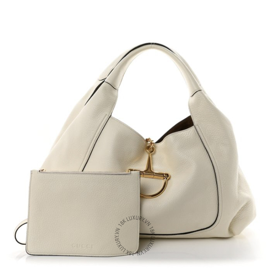 Túi Xách Gucci Grained Calfskin Softbit Maxi Shoulder Bag Dusty White GDCB100