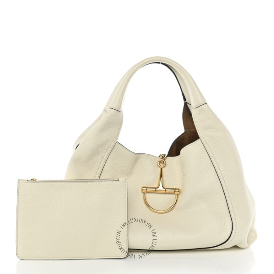 Túi Xách Gucci Grained Calfskin Softbit Maxi Shoulder Bag Dusty White GDCB443