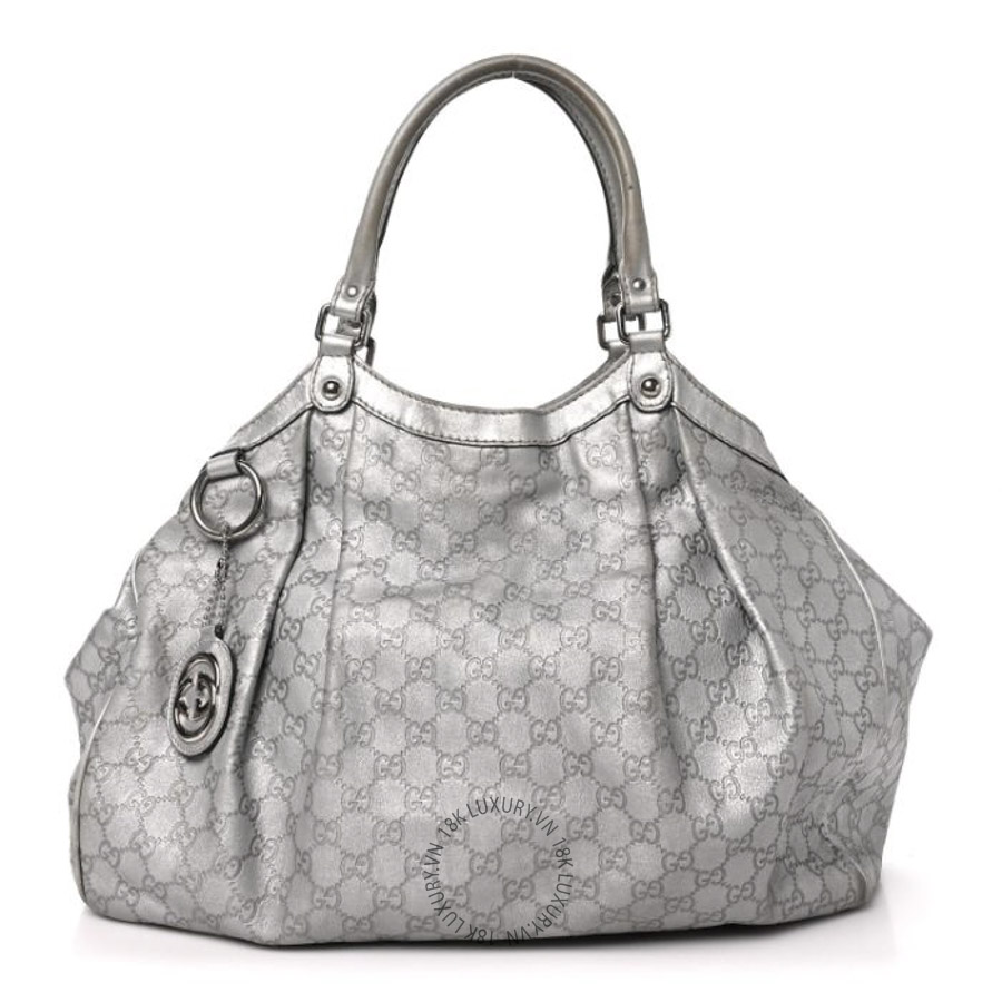 Túi Xách Gucci Guccissima Large Sukey Tote Silver GDCB582