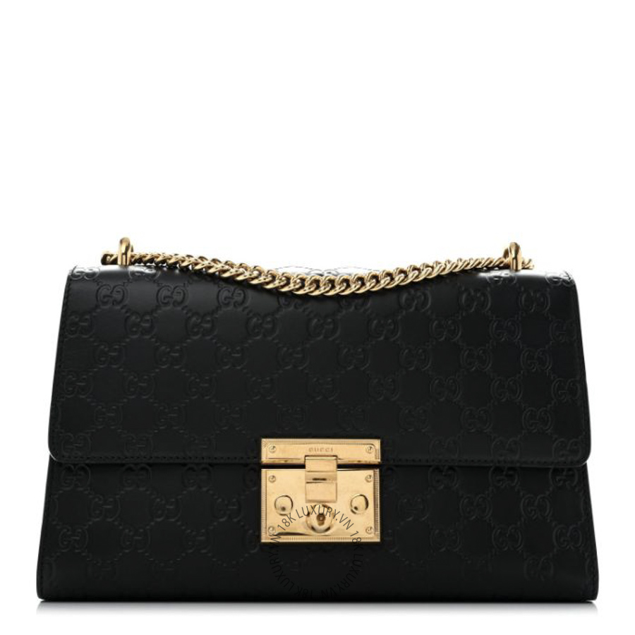 Túi Xách Gucci Guccissima Medium Padlock Shoulder Bag Black GDCB475