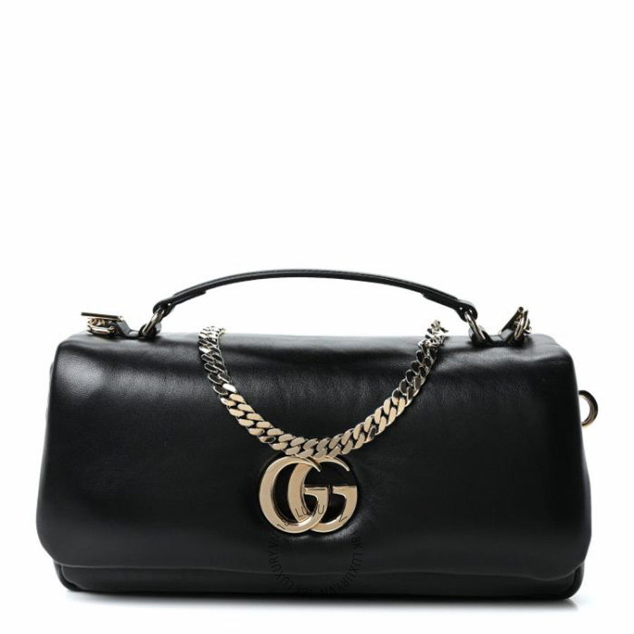 Túi xách Gucci Lambskin Mini GG Milano Top Handle Shoulder Bag Black NFPG728