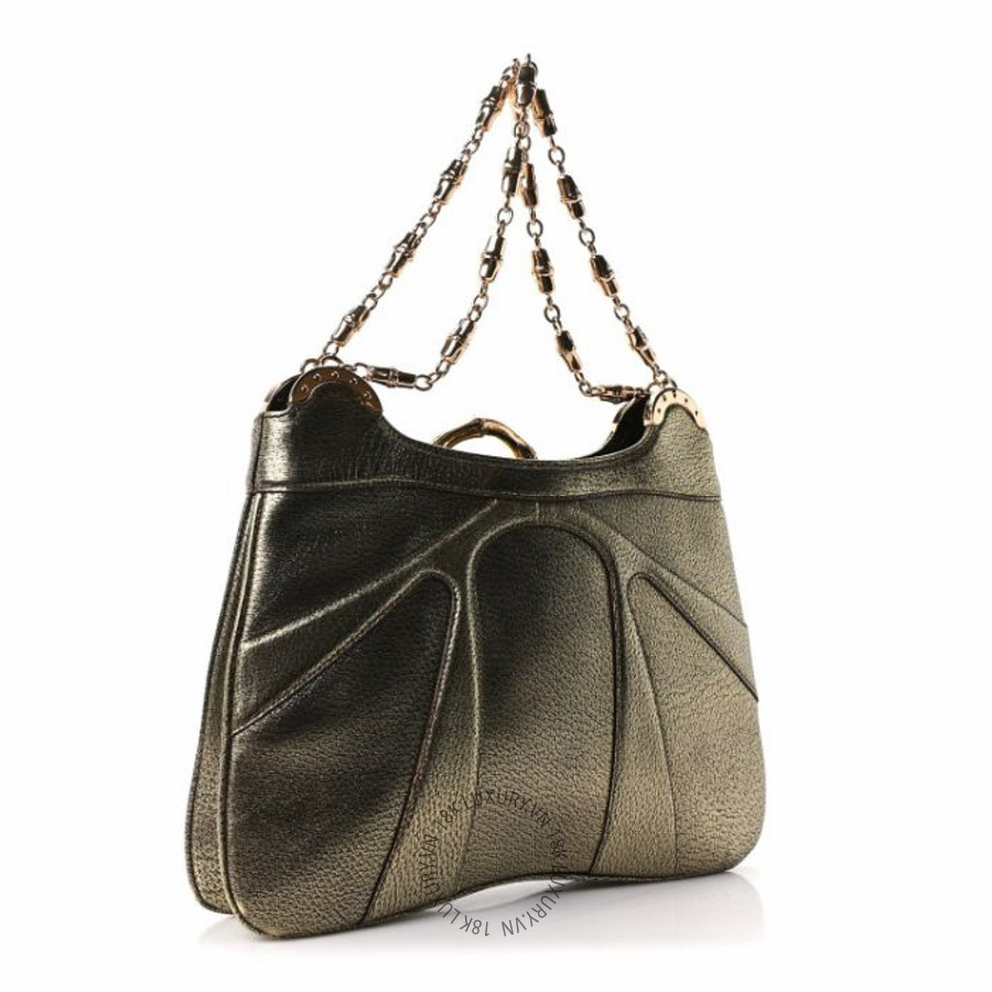 Túi xách Gucci Metallic Calfskin Bamboo Chain Tom Ford Shoulder Bag Gold NFPG127
