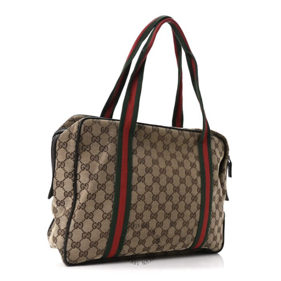 Túi Xách Gucci Monogram Web Carry On Tote Dark Brown GDCB342