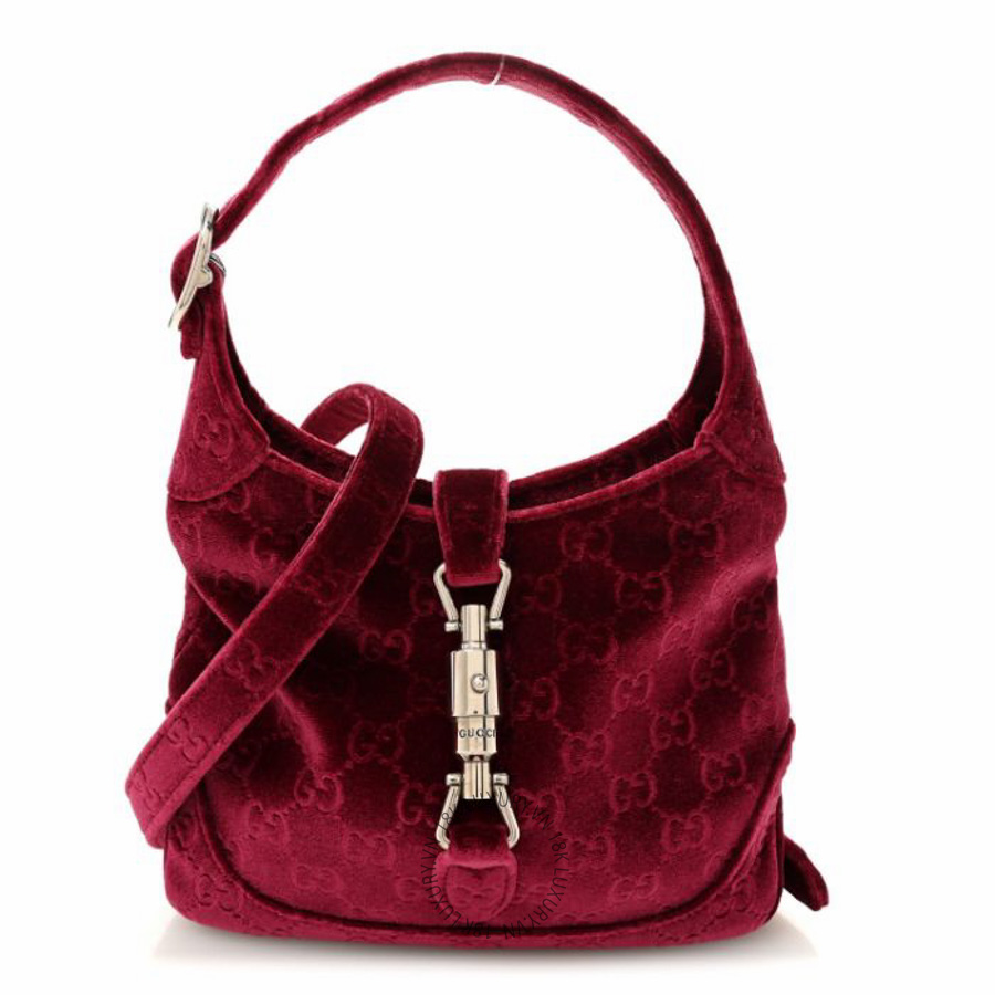 Túi xách Gucci New Velvet Ashmir GG Monogram Small Jackie 1961 Hobo Red NFPG653