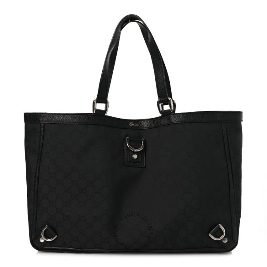Túi xách Gucci Nylon Monogram Large Abbey Tote Black GGC598