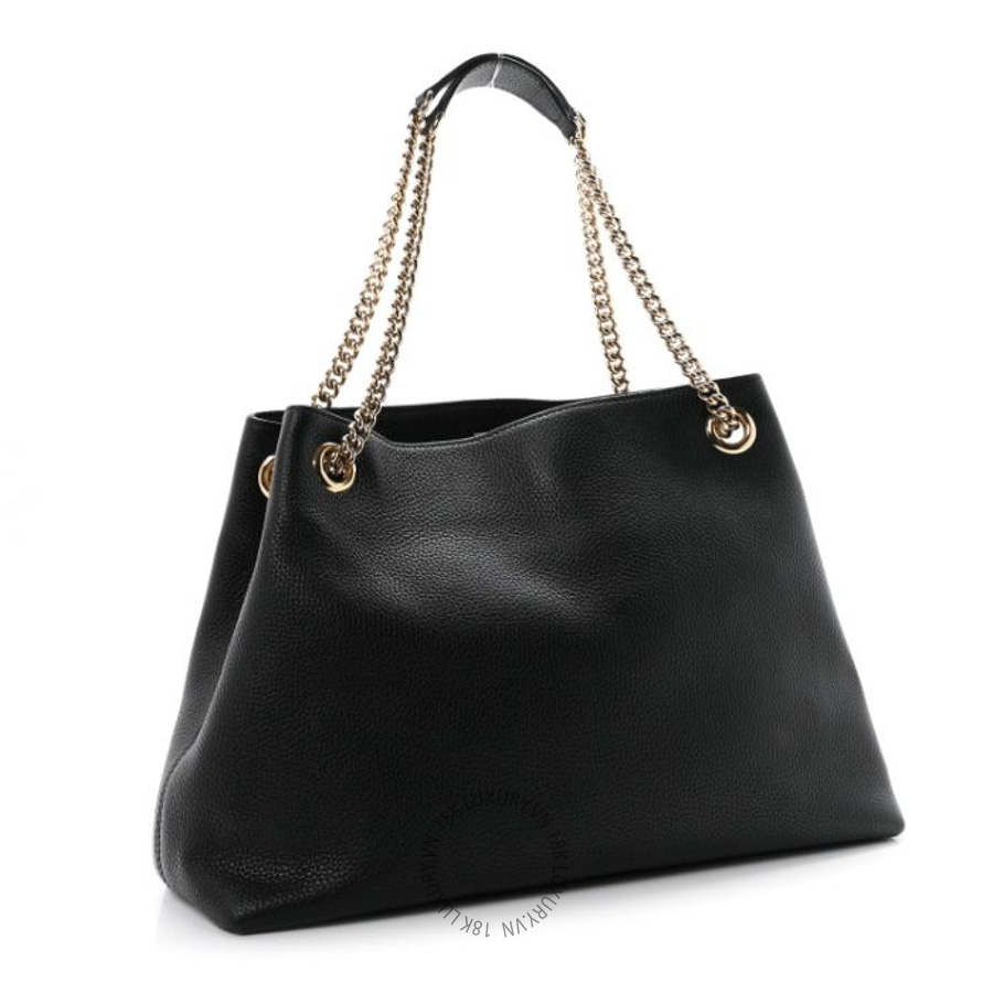 Túi xách Gucci Pebbled Calfskin Medium Soho Chain Shoulder Bag Black GGC143