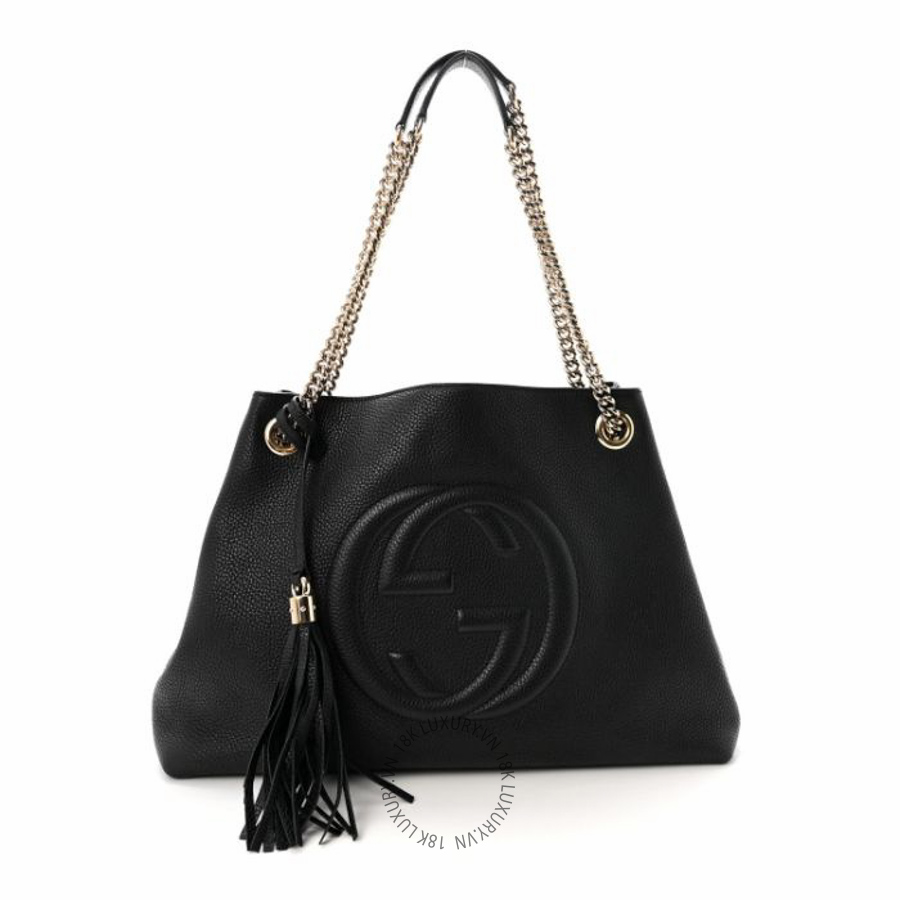 Túi xách Gucci Pebbled Calfskin Medium Soho Chain Shoulder Bag Black NFPG223