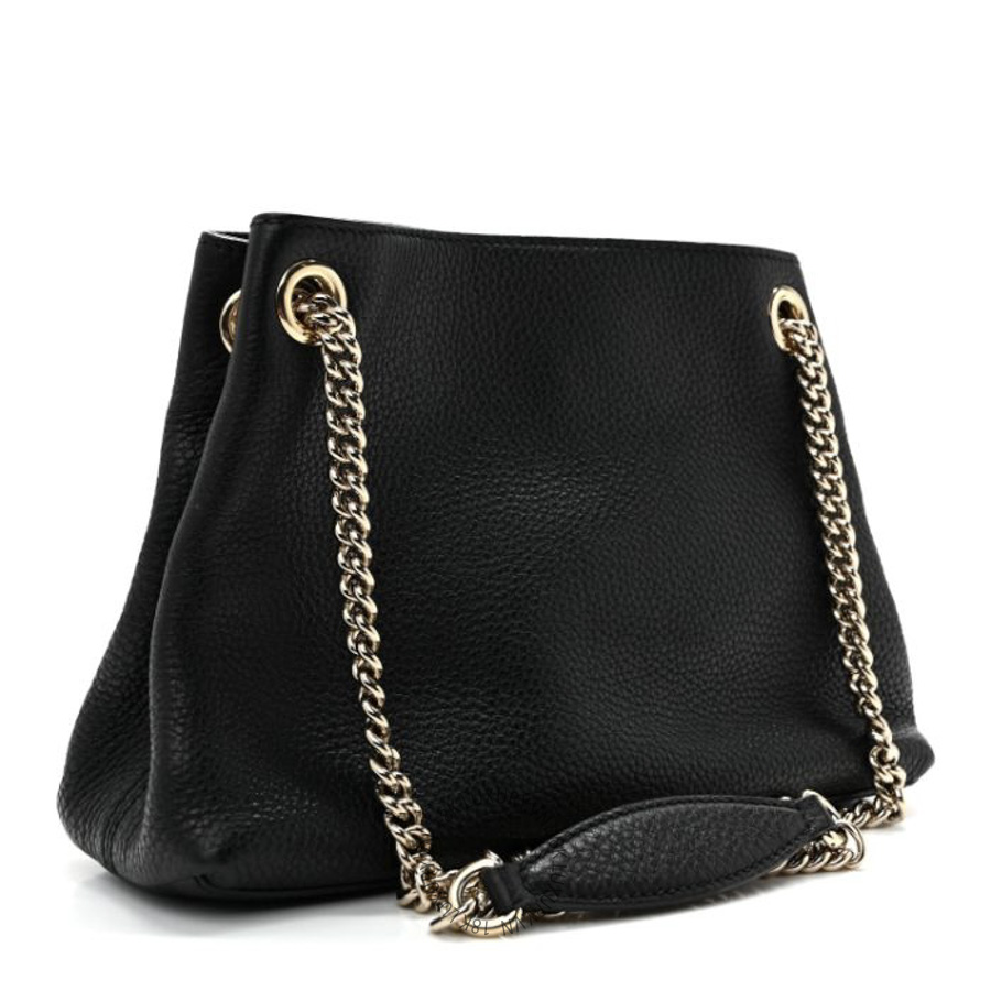 Túi Xách Gucci Pebbled Calfskin Small Soho Chain Shoulder Bag Black GDCB371
