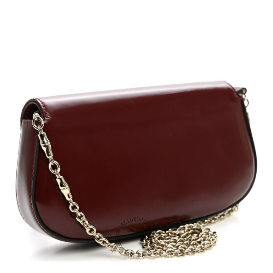 Túi Xách Gucci Shiny Calfskin Small Bamboo Night Bag Rosso Ancora GDCB206