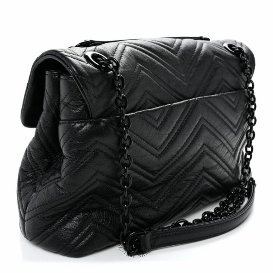 Túi xách Gucci Soft Calfskin Matelasse Medium GG Marmont Shoulder Bag Black NFPG657