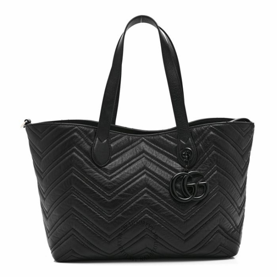 Túi xách Gucci Soft Calfskin Matelasse Medium GG Marmont Tote Bag Black NFPG144