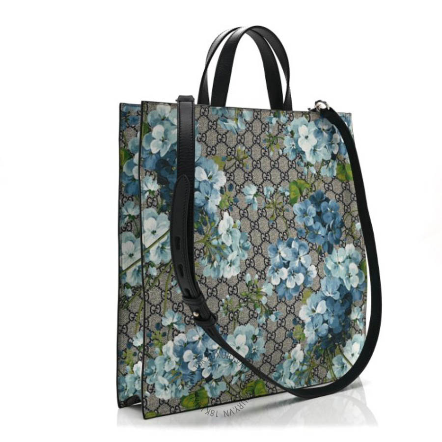 Túi xách Gucci Soft GG Supreme Monogram Blooms Vertical Tote Blue GGC132