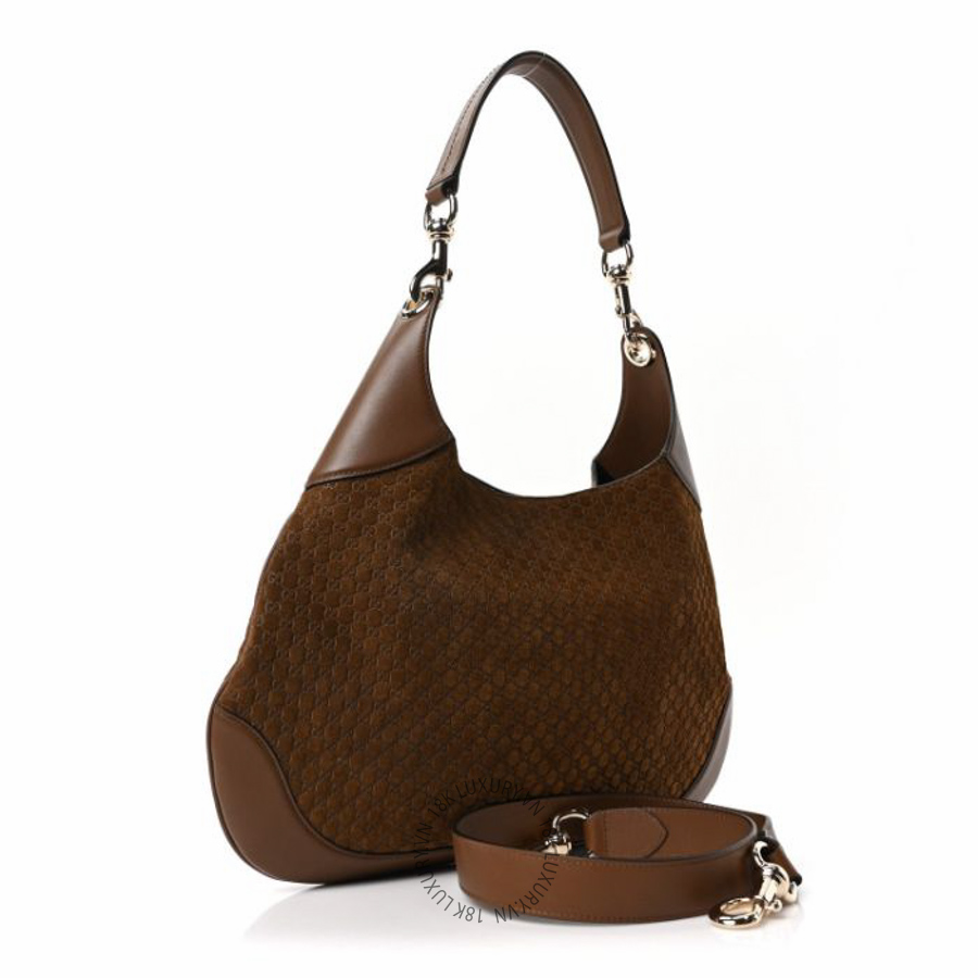 Túi xách Gucci Suede Micro GG Medium B Shoulder Bag Brown NFPG193