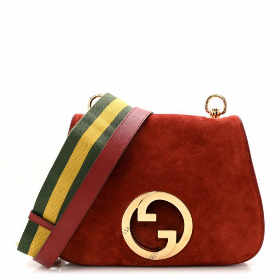 Túi xách Gucci Suede Talco Roxy Calfskin Web Medium Blondie Shoulder Flap Bag Blondie Red NFPG726