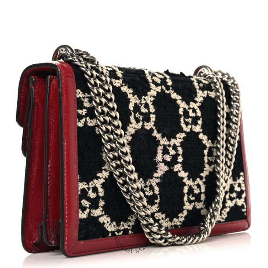 Túi xách Gucci Tweed GG Monogram Small Dionysus Shoulder Bag Black White Romantic Cherry NFPG586