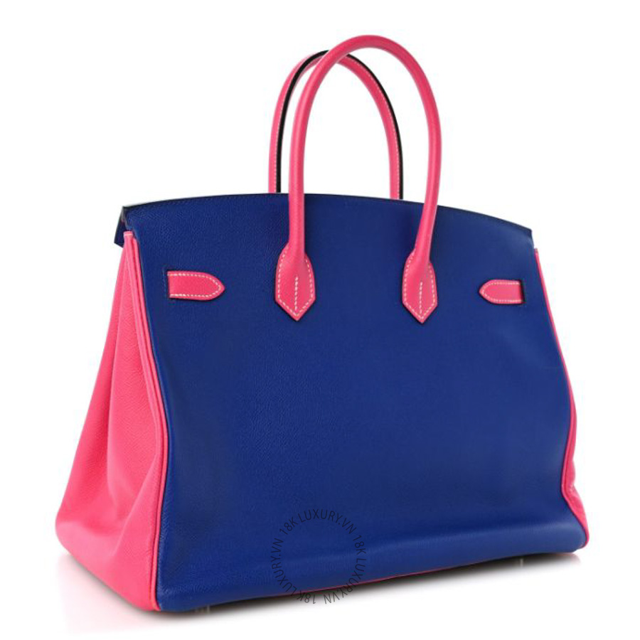 Túi xách Hermes Epsom Horseshoe Birkin 35 Black Bleu Electrique Rose Tyrien FPTH420