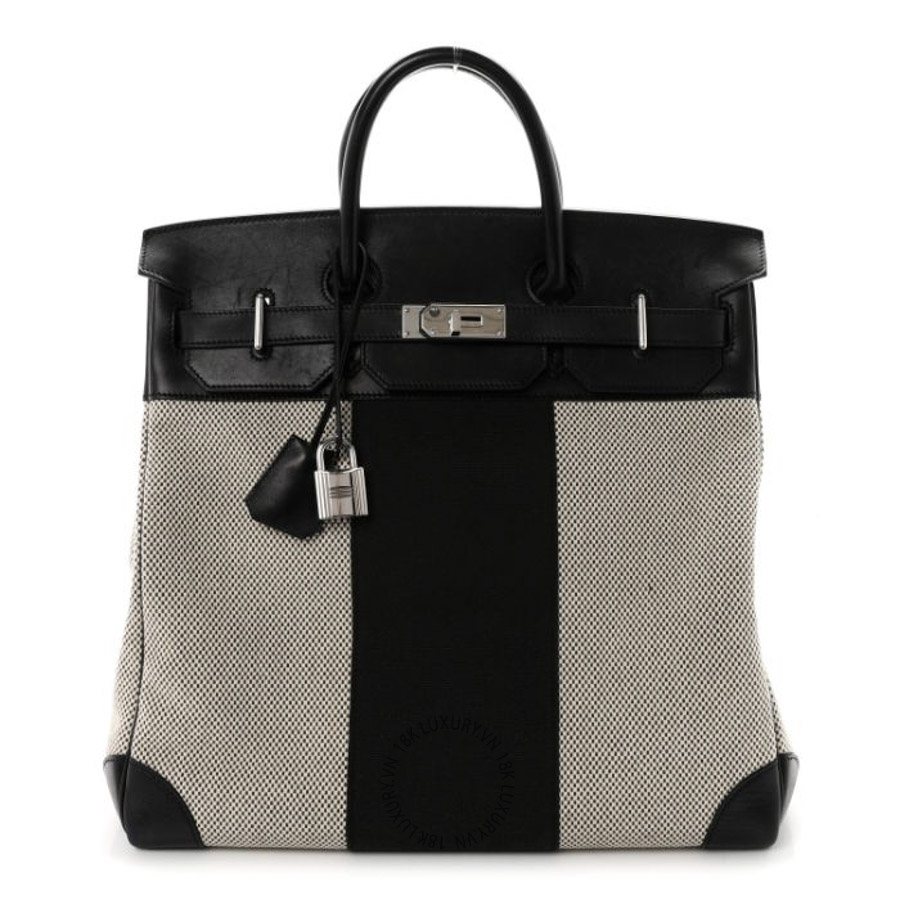 Túi Xách Hermes Hunter Criss Viking Evergrain Flag HAC Birkin 40 Ecru Black TMH055