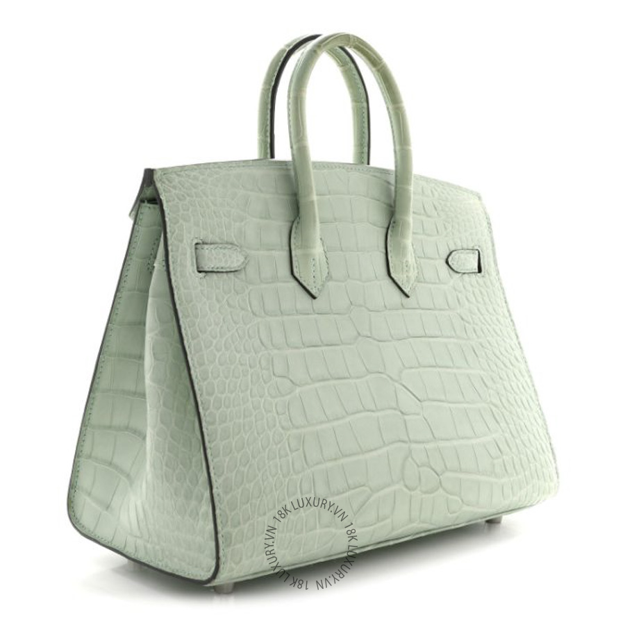 Túi Xách Hermes Matte Alligator Birkin Sellier 25 Vert D'eau TMH465
