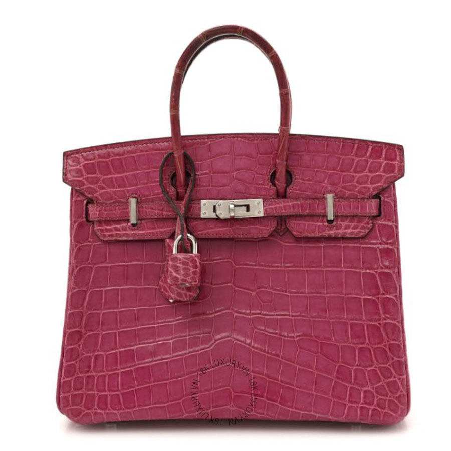 Túi xách Hermes Shiny Niloticus Crocodile Birkin 25 Rose Scheherazade HMT276