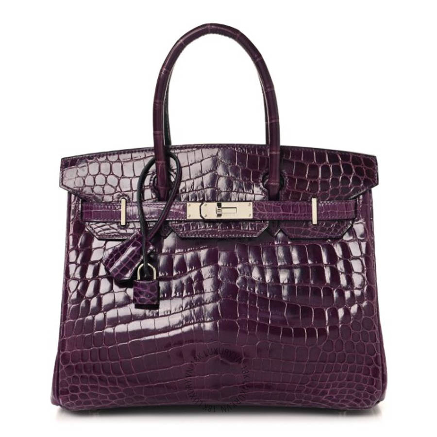 Túi xách Hermes Shiny Niloticus Crocodile Birkin 30 Amethyst FPTH286