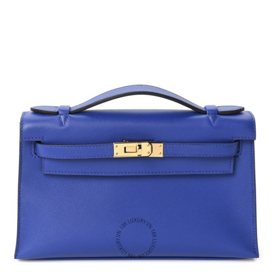 Túi Xách Hermes Swift Kelly Pochette Clutch Bleu Electrique TMH310