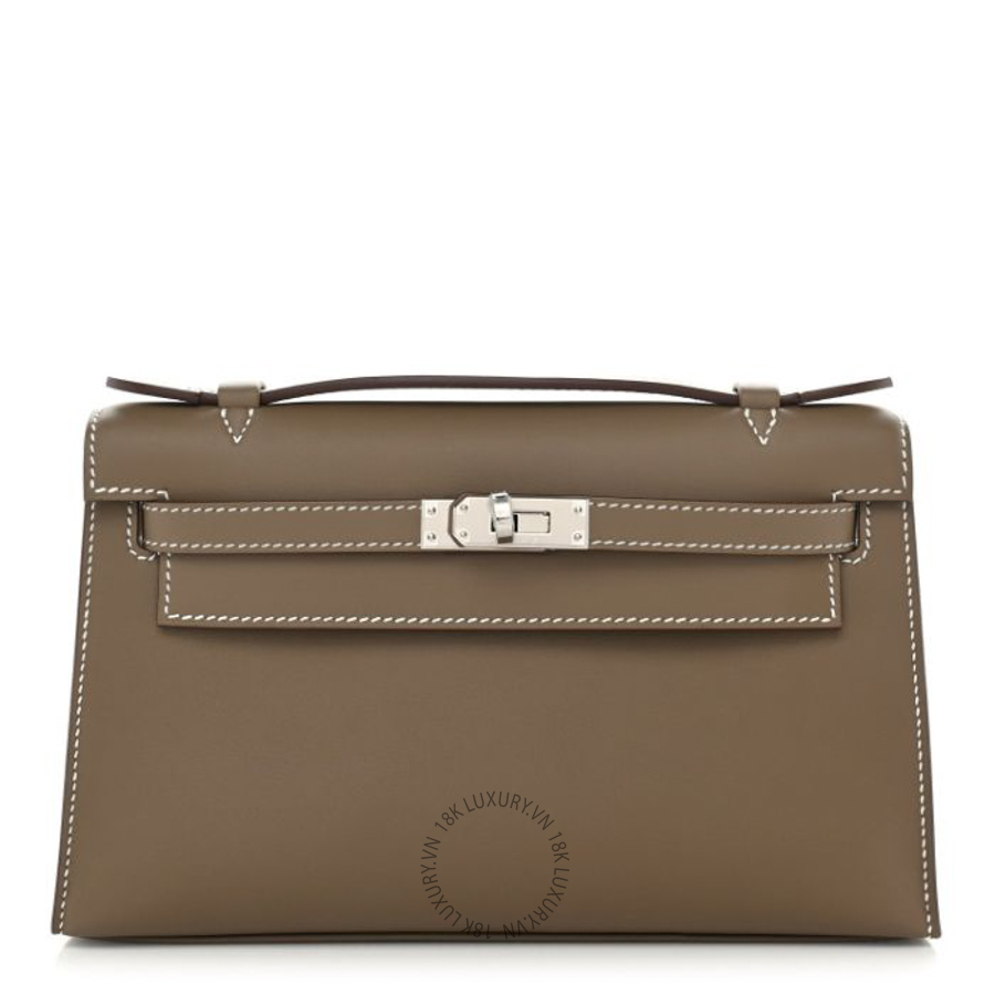 Túi xách Hermes Swift Kelly Pochette Clutch Etoupe FPTH071