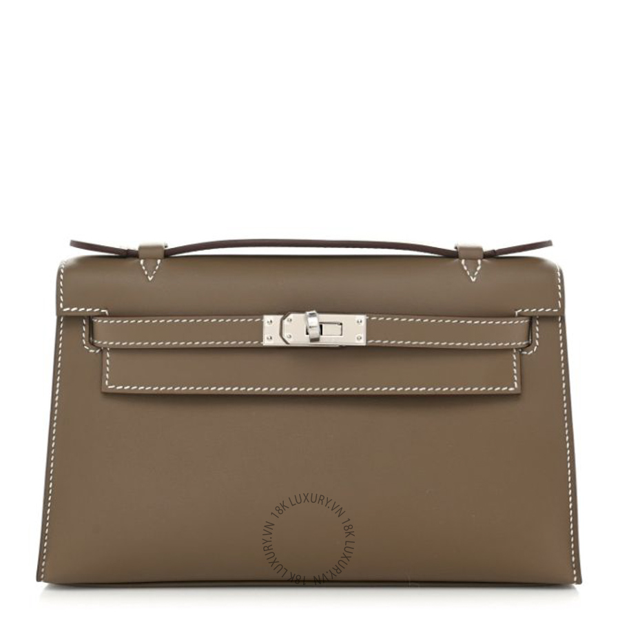 Túi xách Hermes Swift Kelly Pochette Clutch Etoupe FPTH071