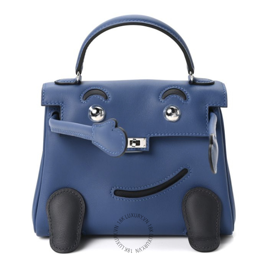 Túi Xách Hermes Swift Quelle Idole Kelly Doll Handbag Bleu Tie Caban TMH253