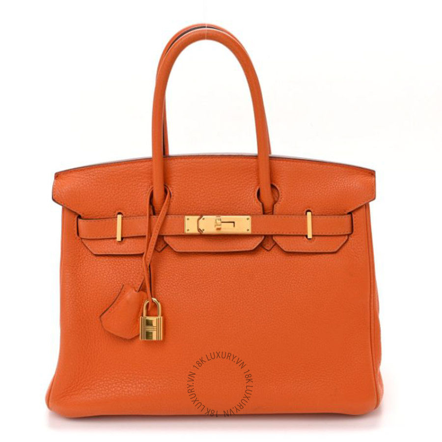 Túi xách Hermes Taurillon Clemence Birkin 30 Orange HMT055