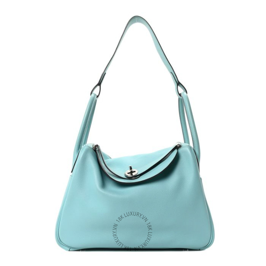 Túi xách Hermes Taurillon Clemence Lindy 30 Bleu Atoll HMT195