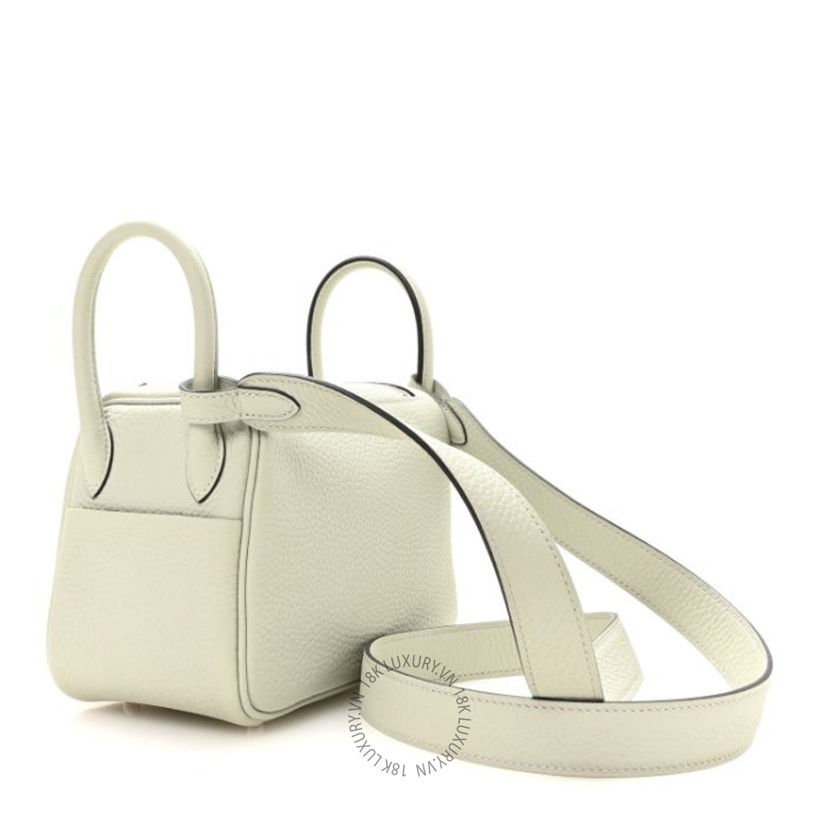 Túi xách Hermes Taurillon Clemence Mini Lindy 20 Gris Neve FPTH440
