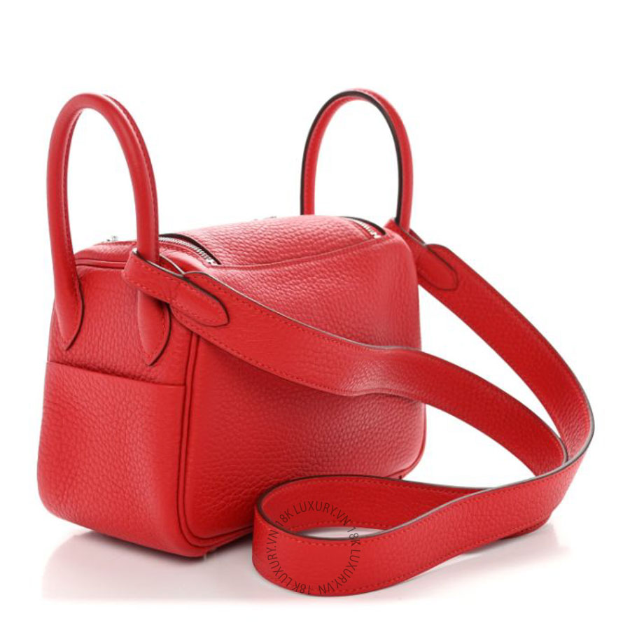 Túi xách Hermes Taurillon Clemence Mini Lindy 20 Rouge Radieux FPTH490