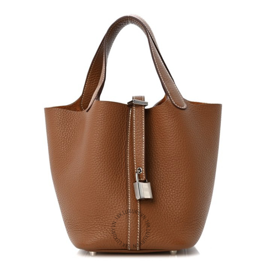 Túi Xách Hermes Taurillon Clemence Picotin Lock 18 PM Gold TMH157